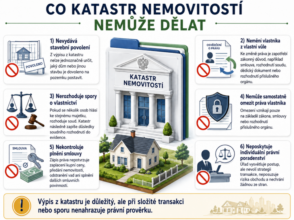 Co katastr nemovitostí nemůže dělat
